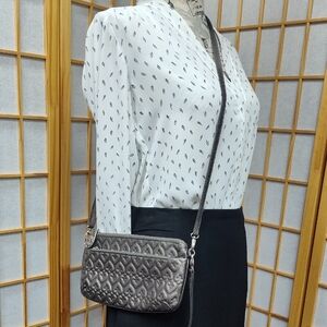 Brighton Quilted Crossbody Bag - Silver - Includes Wrist Strap